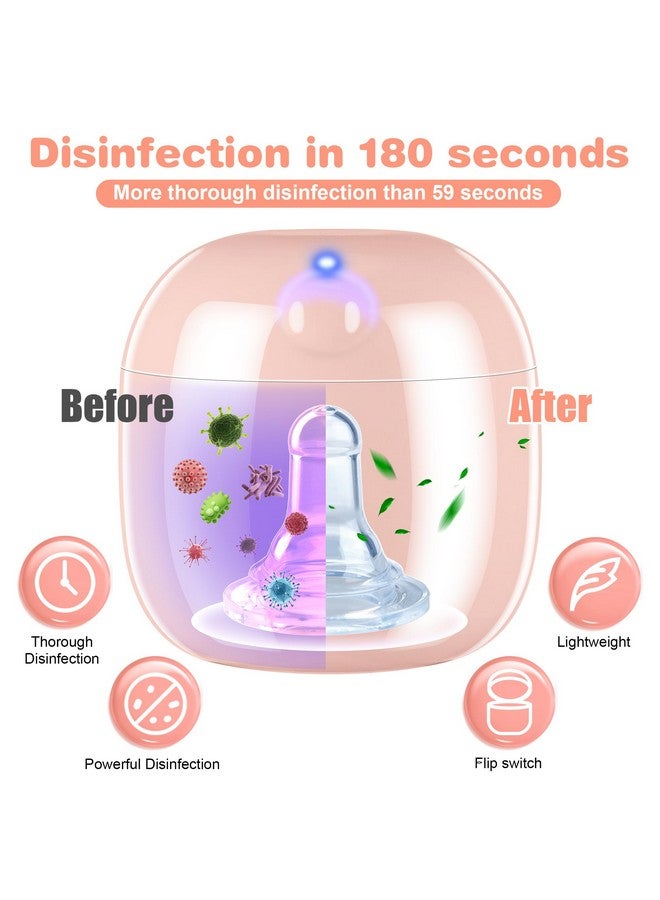 Qualirey Portable Pacifier Disinfection, Mini UV Light Disinfection, 99.99% Disinfection in 3 Mins, USB Rechargeable, Mini UVC Disinfection Box for Baby Pacifier, Bottle Nipples, Teethers (Pink) - Image 2