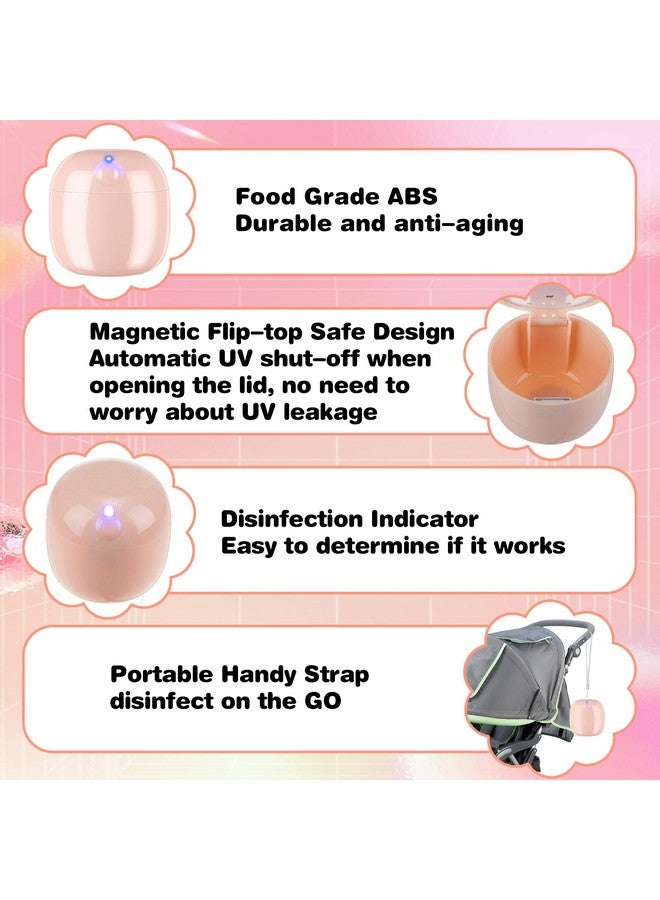 Qualirey Portable Pacifier Disinfection, Mini UV Light Disinfection, 99.99% Disinfection in 3 Mins, USB Rechargeable, Mini UVC Disinfection Box for Baby Pacifier, Bottle Nipples, Teethers (Pink) - Image 5
