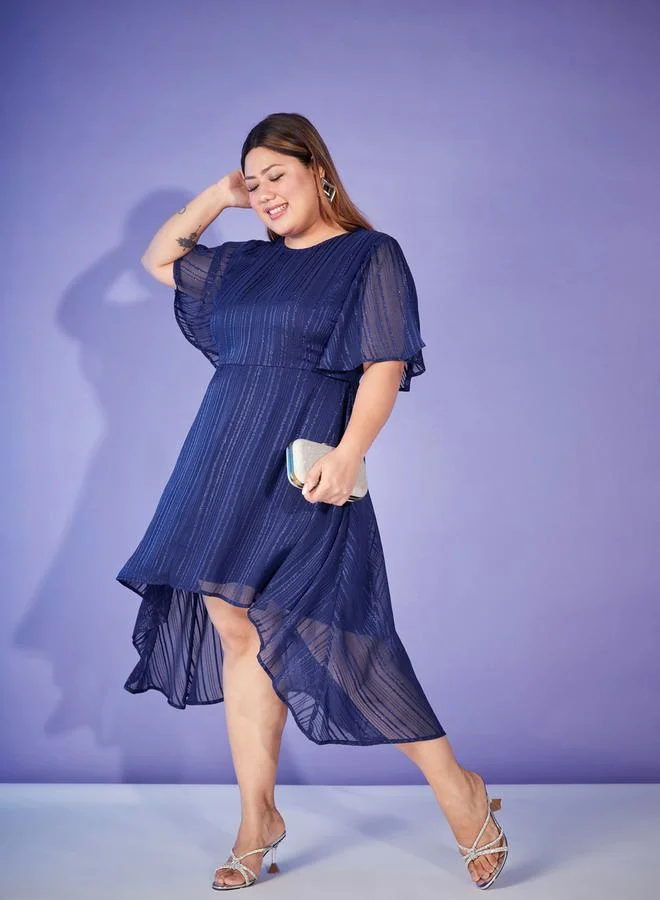 SASSAFRAS Lurex High Low Hem Midi Dress by Styli