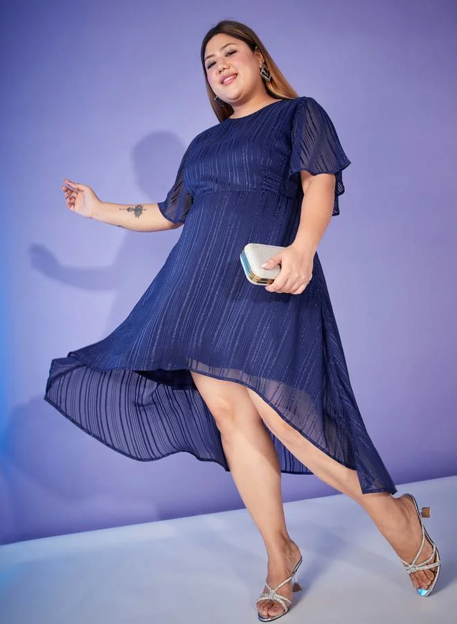 SASSAFRAS Lurex High Low Hem Midi Dress by Styli
