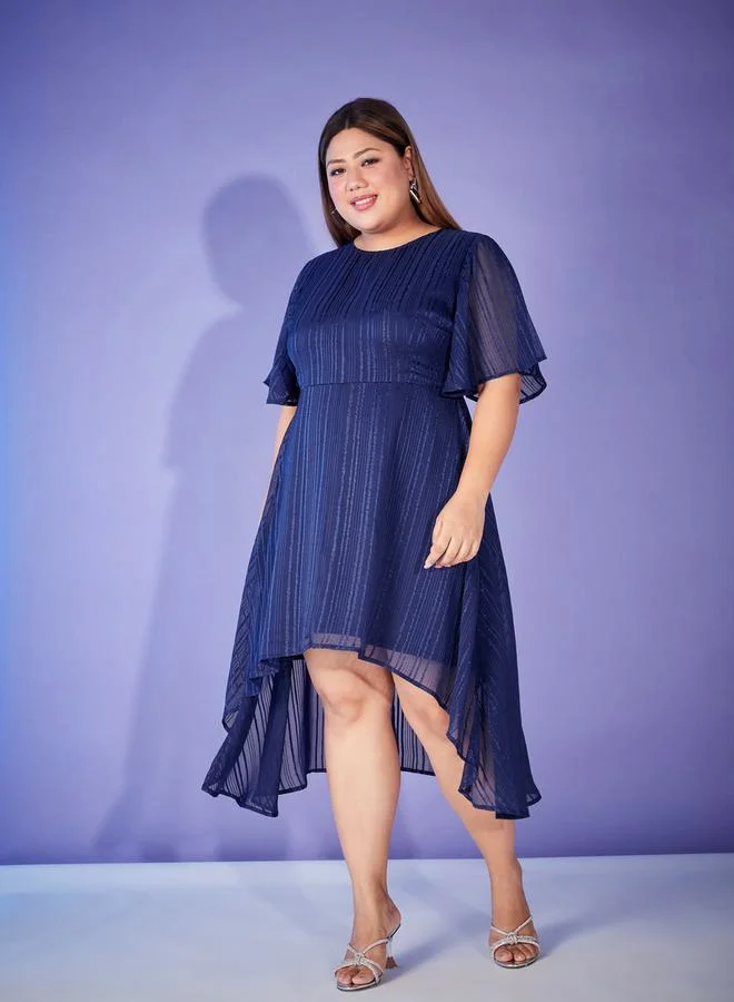 SASSAFRAS Lurex High Low Hem Midi Dress by Styli
