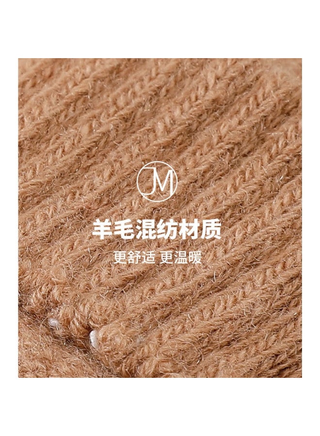 JIUMU Wool Warm Gloves For Women, Autumn And Winter Ladies Thick Knitted Gloves, Winter Driving Cycling Cold-Proof Touchscreen Gloves - Image 1