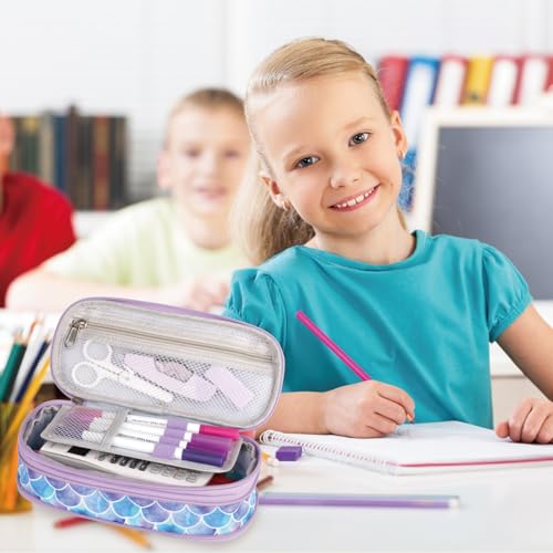 ATRIPACK Pencil Case for Gils Big Capacity High Large Storage Pouch Bag Marker Pen Case Stationery Bag Travel Holder School College Office Organizer for Kids Men Women Adult Teens(Mermaid Scale) - Image 2