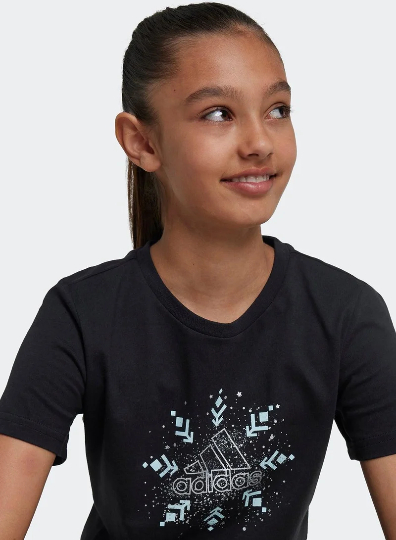 Adidas Xpress Glam Black Training T-Shirts 7-8Y