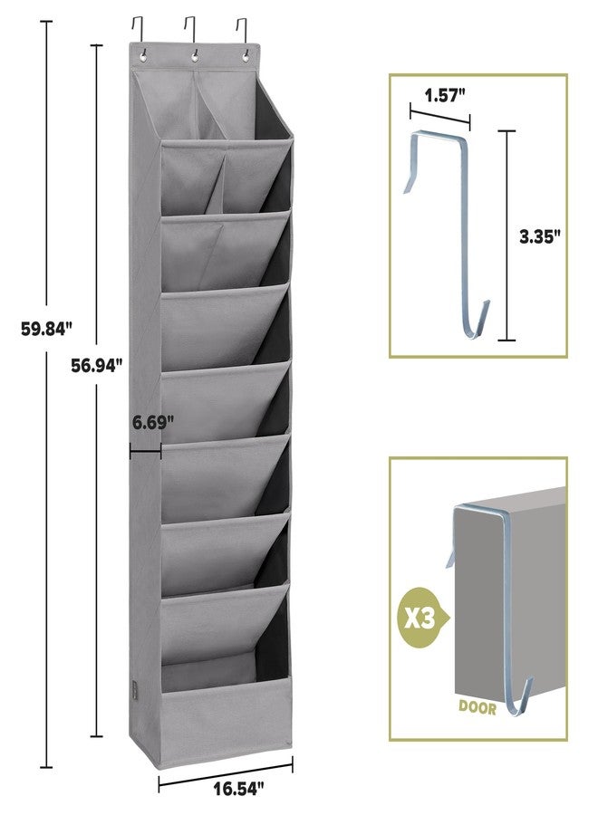 STORAGEIDEAS 2 Pack Minimalist Grey Over the Door Shoe Organizer with 10 Pockets, Hanging Closet Storage Rack for Shoes, Sneakers, Accessories - Image 2