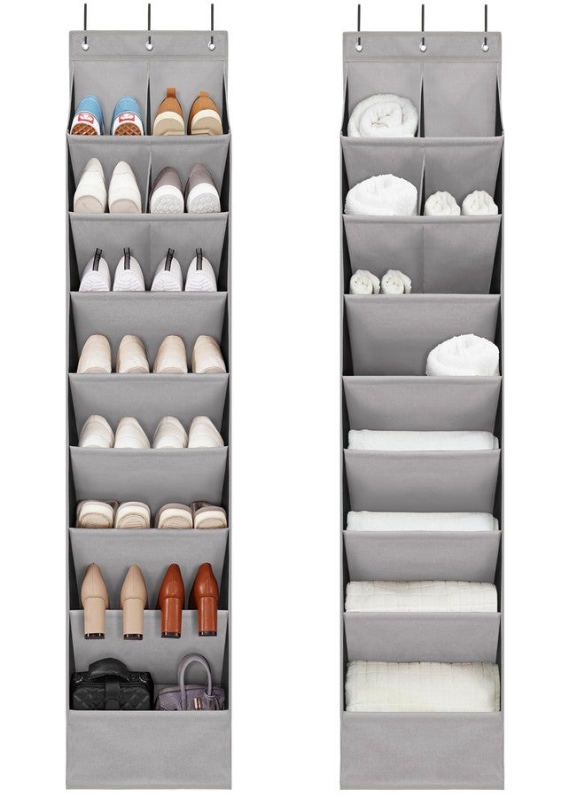 STORAGEIDEAS 2 Pack Minimalist Grey Over the Door Shoe Organizer with 10 Pockets, Hanging Closet Storage Rack for Shoes, Sneakers, Accessories - Image 1