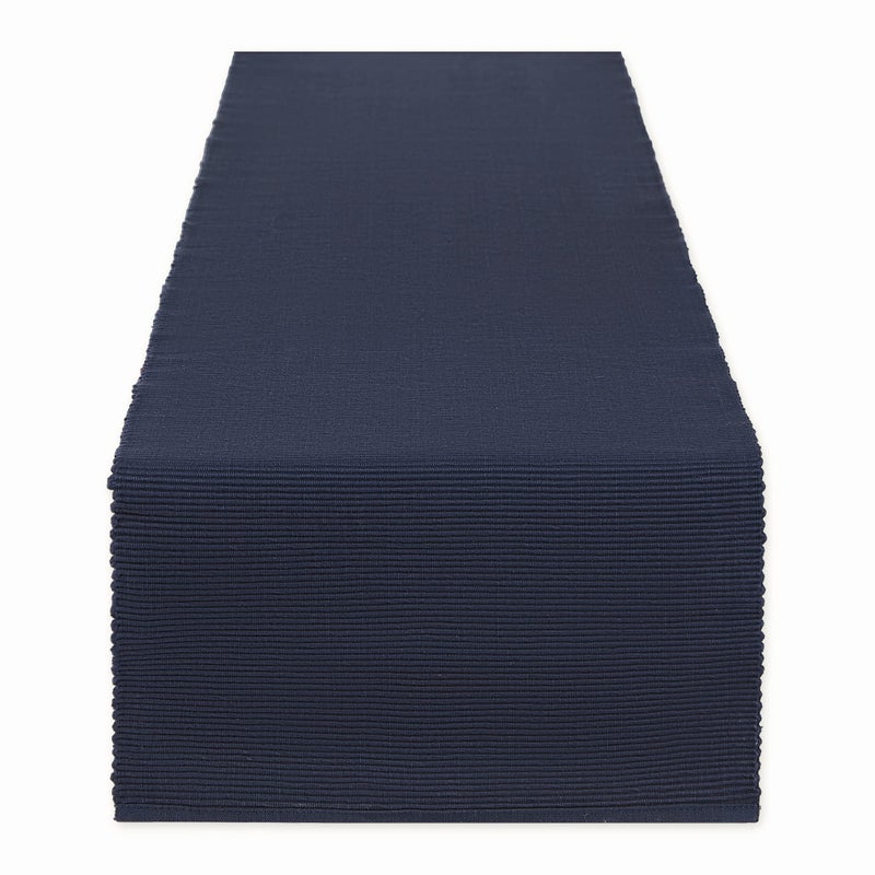 DII Basic Everyday Ribbed Tabletop 100 Cotton Table Runner 13x72 Nautical Blue