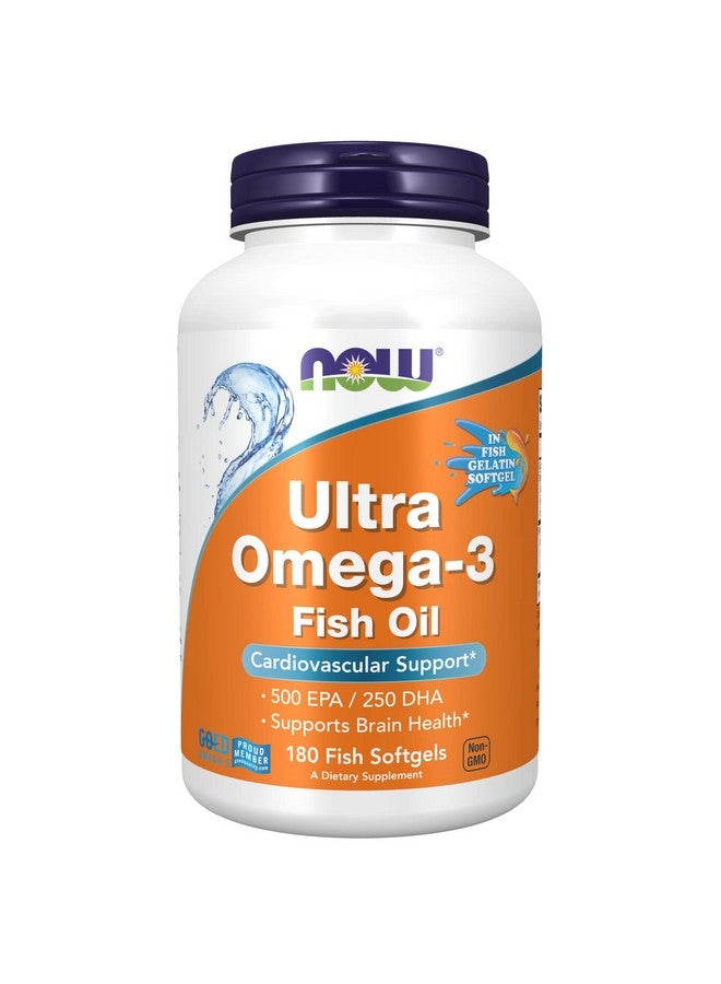 now Supplements Ultra Omega3 500 Epa And 250 Dha Cardiovascular Support* 180Fish Gelatin Softgels - Image 1