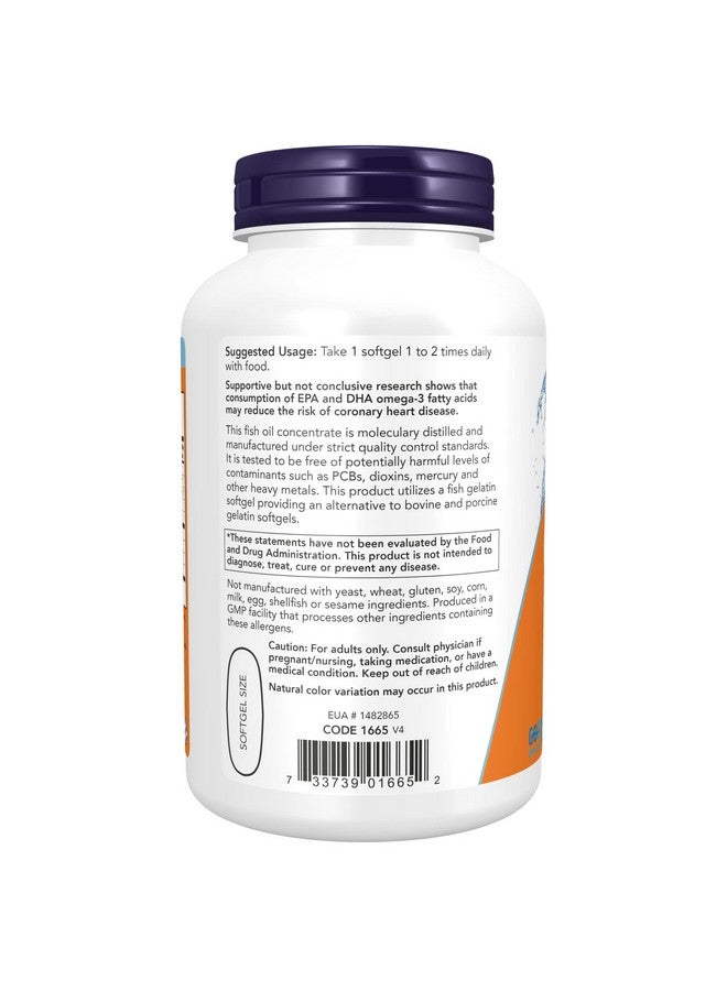 now Supplements Ultra Omega3 500 Epa And 250 Dha Cardiovascular Support* 180Fish Gelatin Softgels - Image 3