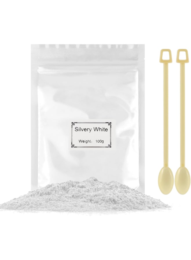 100g Mica Powder - Metallic Epoxy Resin Pigment Epoxy Resin Dye, Soap Dye, Powder Dye for Resin Making, Jewellery, Soap, Slime, Bombs, Bath, Candles (100g White)  - Image 1
