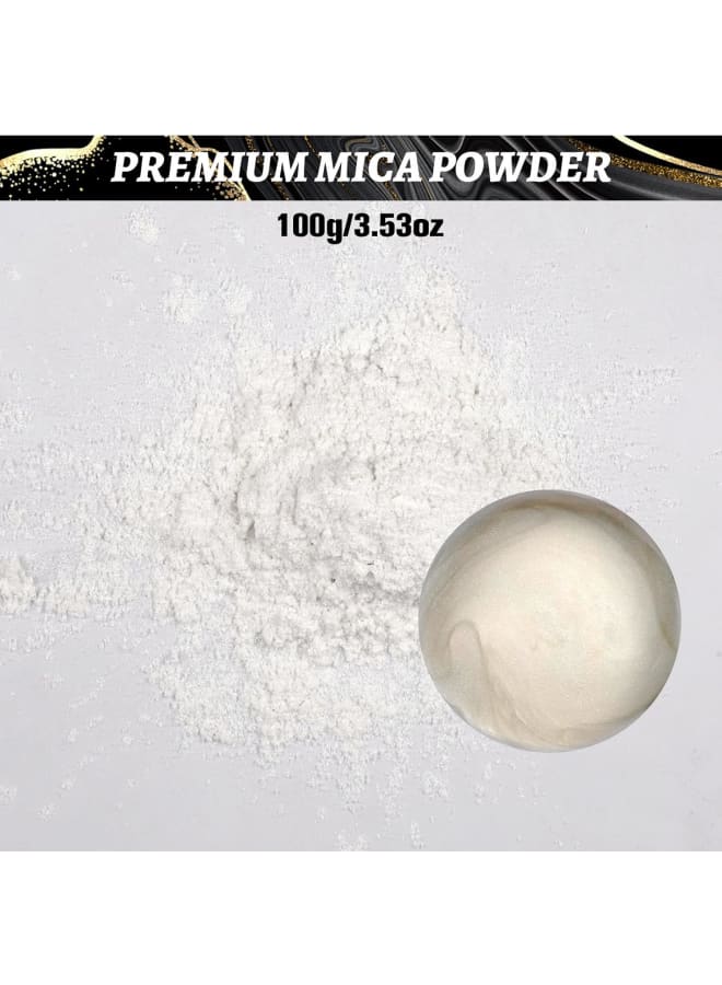 100g Mica Powder - Metallic Epoxy Resin Pigment Epoxy Resin Dye, Soap Dye, Powder Dye for Resin Making, Jewellery, Soap, Slime, Bombs, Bath, Candles (100g White)  - Image 3