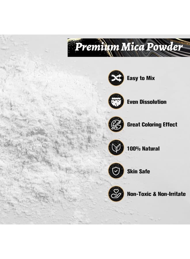 100g Mica Powder - Metallic Epoxy Resin Pigment Epoxy Resin Dye, Soap Dye, Powder Dye for Resin Making, Jewellery, Soap, Slime, Bombs, Bath, Candles (100g White)  - Image 2
