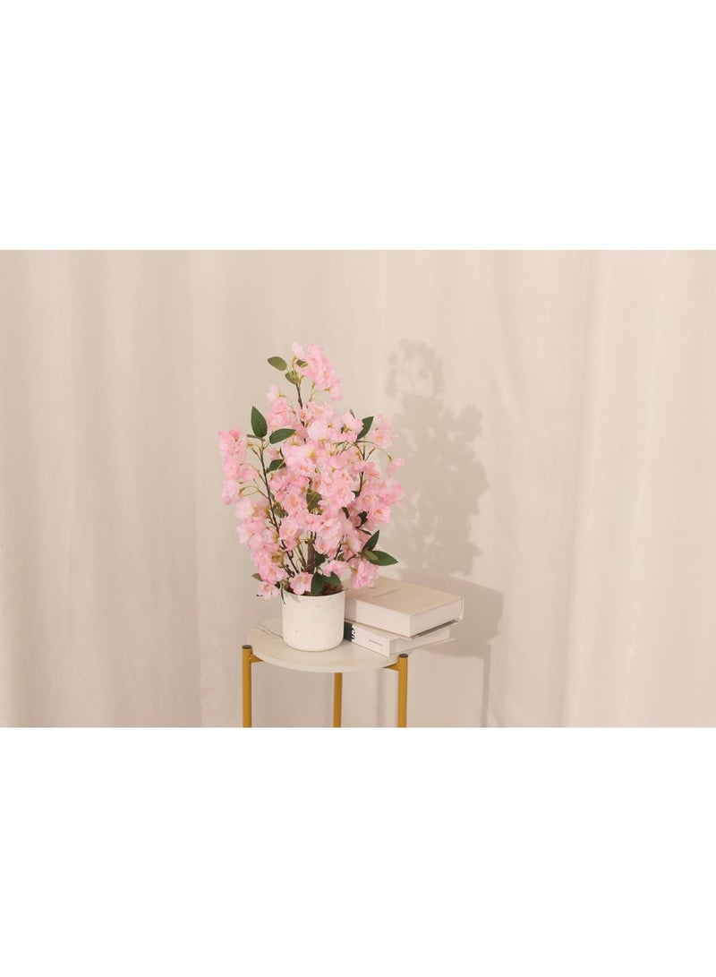 Marcolo Artificial Cherry Bonsai Tree 50cm with Pot, Pink Sakura Blossom Faux Plant, Decorative Indoor Bonsai for Home, Office, Table & Shelf Décor - Image 5