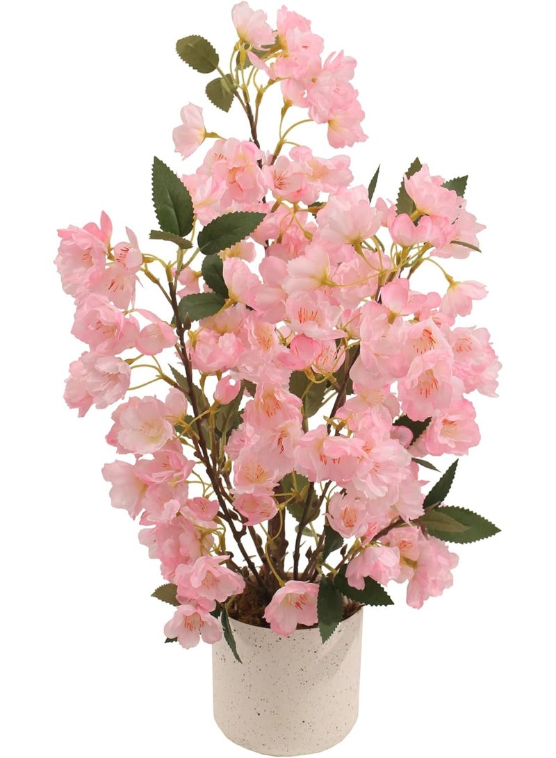 Marcolo Artificial Cherry Bonsai Tree 50cm with Pot, Pink Sakura Blossom Faux Plant, Decorative Indoor Bonsai for Home, Office, Table & Shelf Décor - Image 1