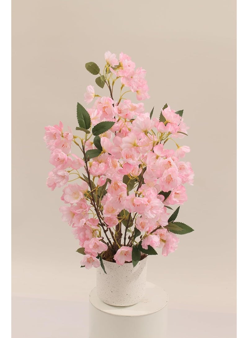 Marcolo Artificial Cherry Bonsai Tree 50cm with Pot, Pink Sakura Blossom Faux Plant, Decorative Indoor Bonsai for Home, Office, Table & Shelf Décor - Image 4