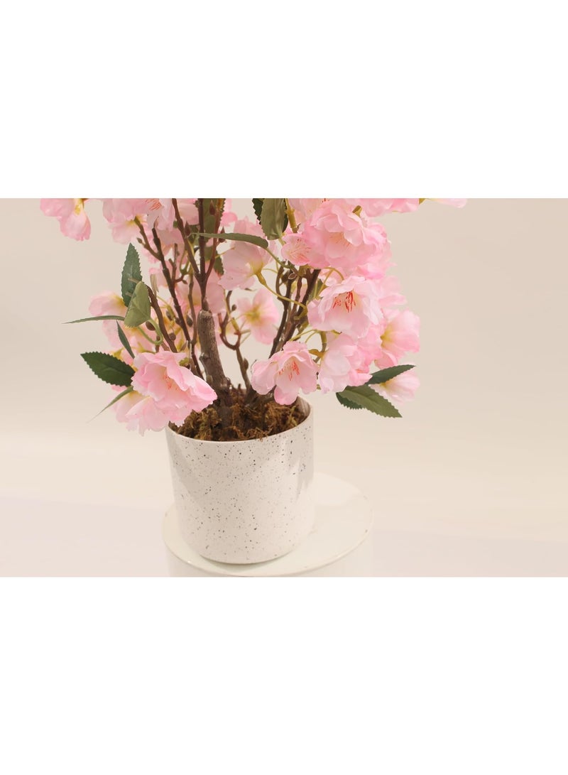 Marcolo Artificial Cherry Bonsai Tree 50cm with Pot, Pink Sakura Blossom Faux Plant, Decorative Indoor Bonsai for Home, Office, Table & Shelf Décor - Image 2