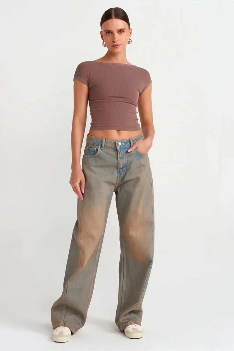 DILVIN Women's Mid-Waist Wide-Leg Cotton Jeans
