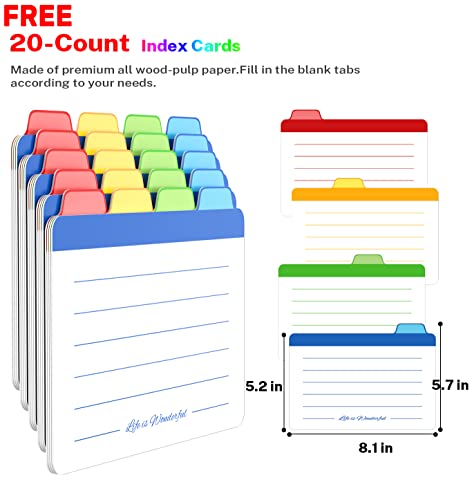 Neando Extra-Large Bamboo Index Card Organizer for 5x8 Cards – Wooden Storage Box with Lid, 4 Compartments, 600-Card Capacity, Includes 20 Tabbed Guides – Natural Filing Box for Home & Office - Image 5
