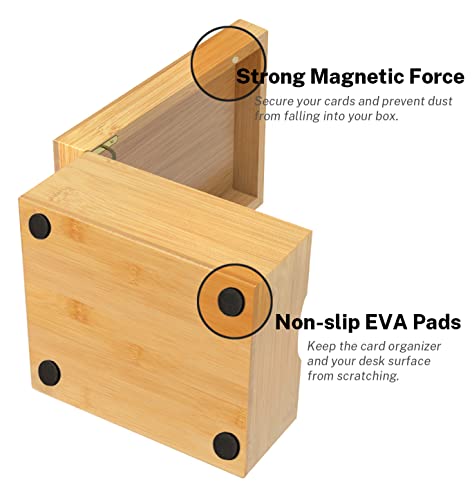Neando Extra-Large Bamboo Index Card Organizer for 5x8 Cards – Wooden Storage Box with Lid, 4 Compartments, 600-Card Capacity, Includes 20 Tabbed Guides – Natural Filing Box for Home & Office - Image 3
