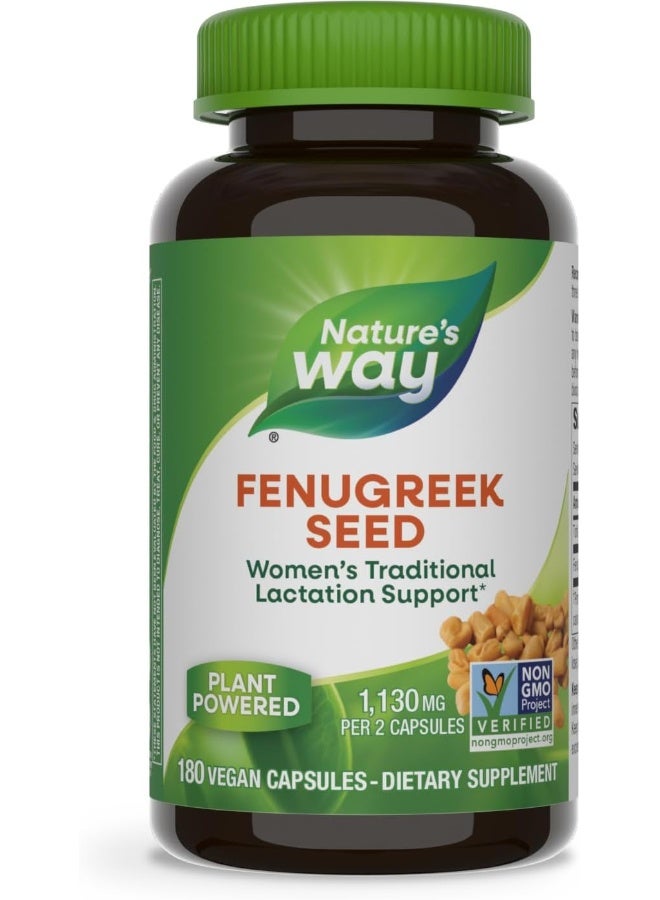 Nature's Way Fenugreek Seed 1130mg, 180 Vegan Capsules, Dietary Supplement - Image 1
