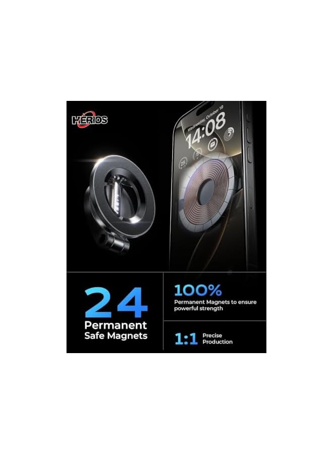 S-TOP Car Mount, [24 Strong Magnet] 360° Rotation Magnetic Phone Holder for Car, Mobile Holder for Car Accessories, Fit for iPhone 16/15/14, Samsung S25/24/23/Z Flip, Extra Magnet Holder Included - Image 4
