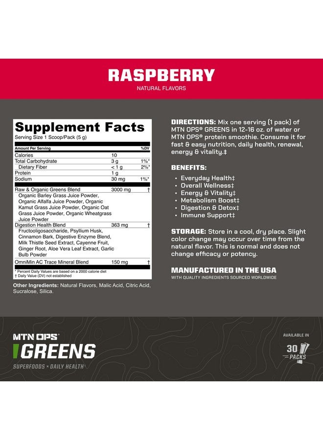 MTN OPS MTN OPS Super Greens Daily Immune Health and Energy Drink Powder - Digestive Health Support Blend Boosted with Chlorophyll-Rich Greens | 30 On-The-Go Packs | Just Add Water  - Image 2