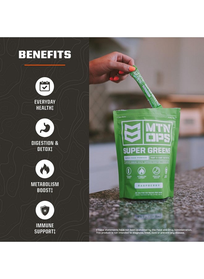 MTN OPS MTN OPS Super Greens Daily Immune Health and Energy Drink Powder - Digestive Health Support Blend Boosted with Chlorophyll-Rich Greens | 30 On-The-Go Packs | Just Add Water  - Image 3