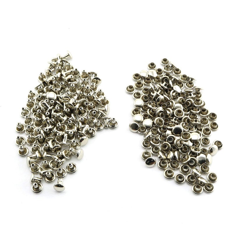 Pro Bamboo Kitchen 120pcs 6x6mm Silver Double Cap Rapid Rivets Round Head Decorative Rivets DIY Leather Craft Studs 1/4 inch - Image 1