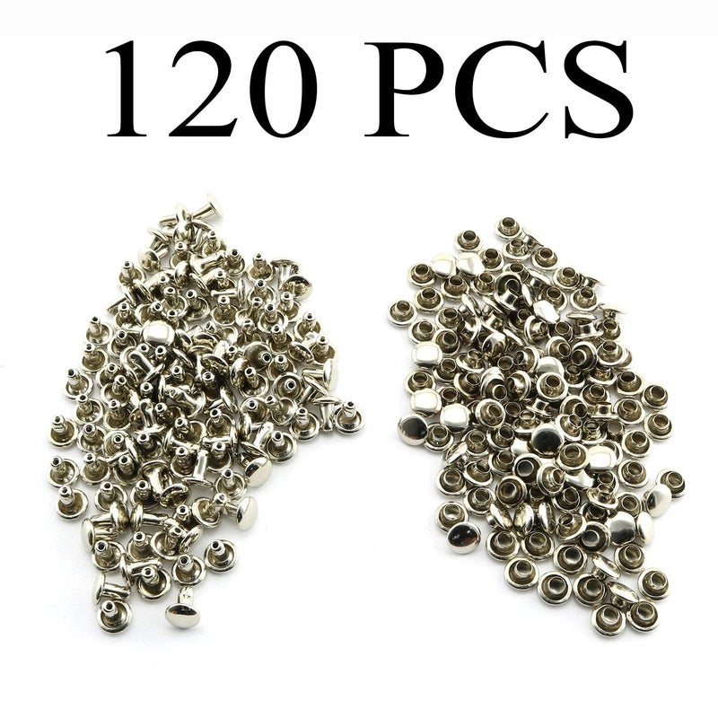 Pro Bamboo Kitchen 120pcs 6x6mm Silver Double Cap Rapid Rivets Round Head Decorative Rivets DIY Leather Craft Studs 1/4 inch - Image 5