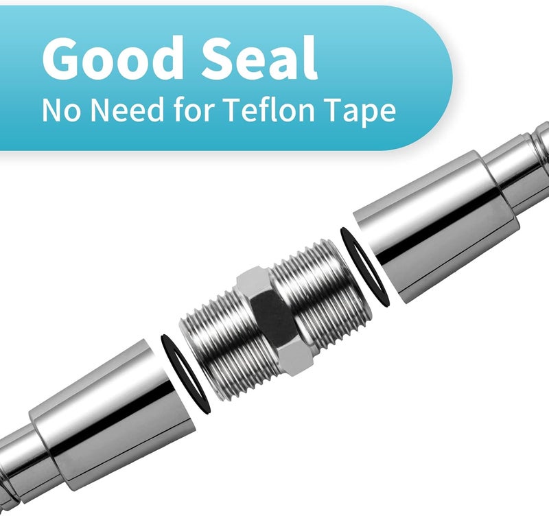 Offo Shower Hose Extension Adapter, G1/2 to G1/2 Shower Hose Extender Fitting Extra Long Joint, Used to Connect Two Hoses Garden Hose, Solid Stainless Steel, 2 PCS - Image 3