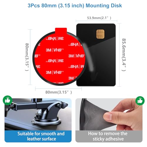 ILKCC Dashboard Pad Mounting Disk for Suction Cup Phone Mount, 3Pcs 3.15" Ultra Sticky Heat-resistant Replacement Disc for Car Dashboard, Vacuum Suction Phone Holder, Dash Mount, GPS Holder Suction Mount - Image 4