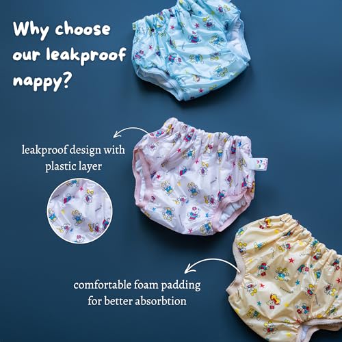 Tiny Care Tinycare New Born Baby's Cloth Nappies For Kids & Infants, Leakproof Potty Training Panties/Langot/Brief Diapers (Pack of 5) Washable and Reusable-Size-L - Image 3