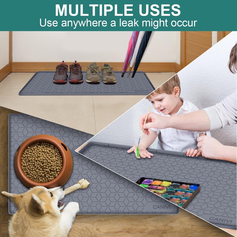 Canivi Under Sink Mat 34"" X 22"" Waterproof Silicone Under Sink Tray For Kitchen & Laundry Cabinets Kitchen Cabinet Shelf Protector Up To 3.3 Gallons Liquid Fits 36 Inch Standard Cabinet(Grey) - Image 5