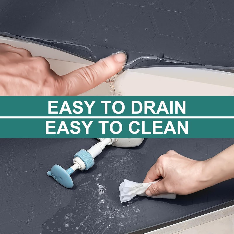 Canivi Under Sink Mat 34"" X 22"" Waterproof Silicone Under Sink Tray For Kitchen & Laundry Cabinets Kitchen Cabinet Shelf Protector Up To 3.3 Gallons Liquid Fits 36 Inch Standard Cabinet(Grey) - Image 3