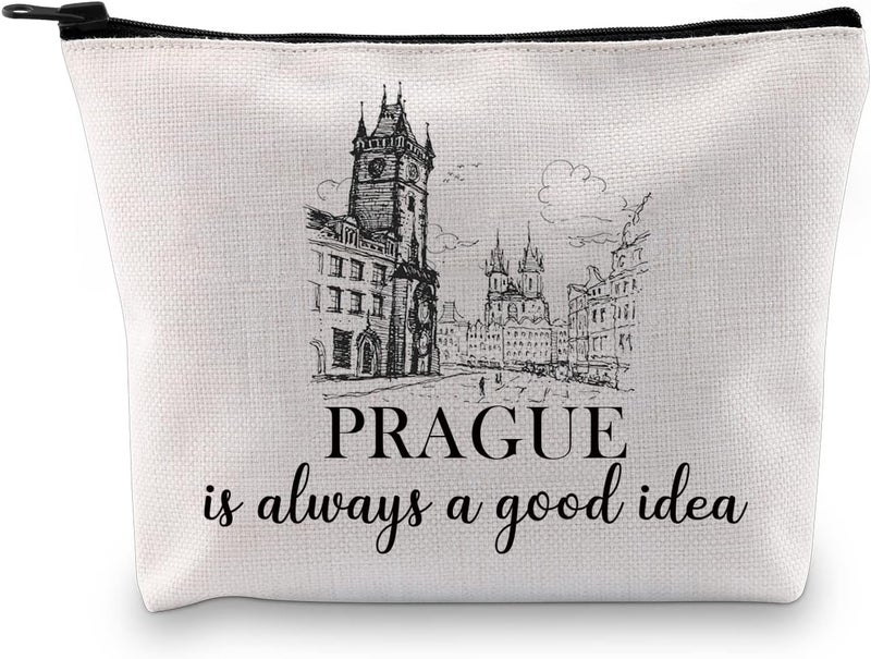Prague Travel Gift Prague Holiday Vacation Trip Surprise Gift Czechia Trip Gift Prague Souvenir Gift Travel Makeup Bag For Czech Republic Lovers (Good Idea Prague Bag)