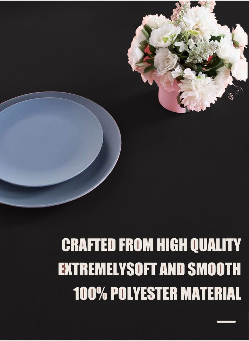 MileMelo Rectangle Table Cloth – Washable Water Resistance Microfiber Tablecloth Decorative Table Cover for Banquet Party Kitchen Dining Room Black  - Image 2