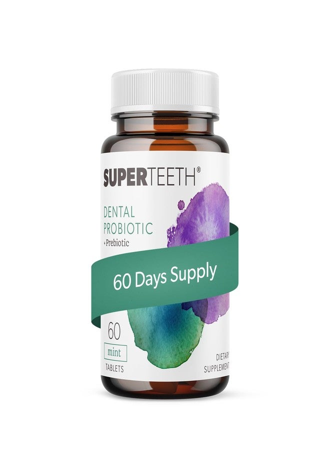 SUPER TEETH SuperTeeth Oral Probiotics for Mouth Bad Breath & Cavities, Oral Defense Dental Probiotic to Support Healthy Teeth & Gums, Lactobacillus Reuteri Chewable for Kids & Adults, 60 Mint Tablets - Image 1