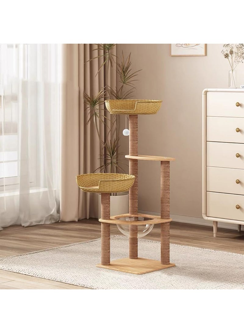 ليموس برج قطط مع عمود خدش من السيزال شجرة قطط متعددة المستويات بيت لعب ومكان راحة للقطط والحيوانات الأليفة المنزلية - Image 1