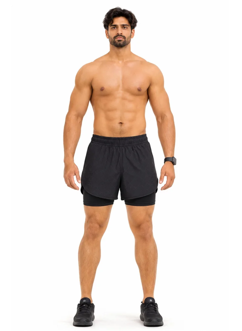 Thugfit Men's 2-in-1 Athletic Shorts with Compression Liner and Zipper Pocket