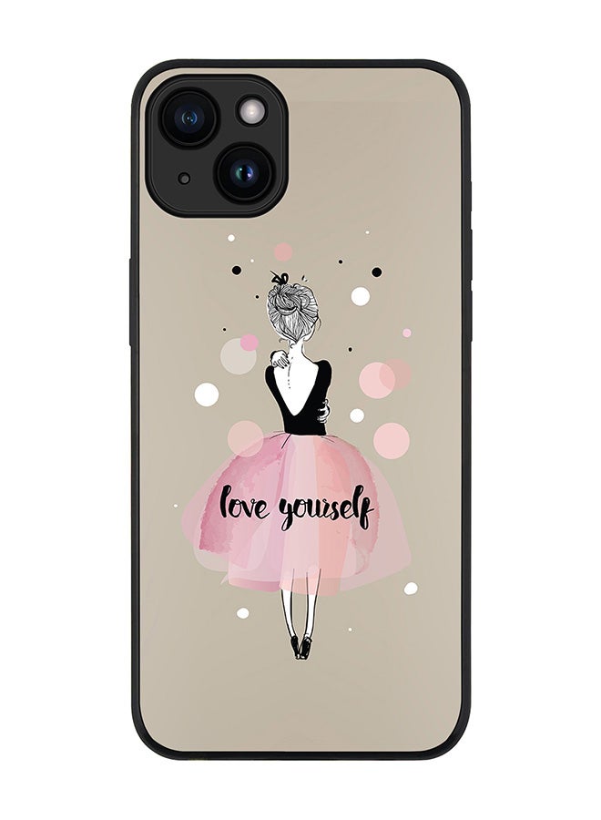 Stylizedd Cover for iPhone 15 Case Rugged Black Slim fit Soft Flexible Anti Drop TPU Gel Thin Protective Phone Cases - Love Yourself - Image 1