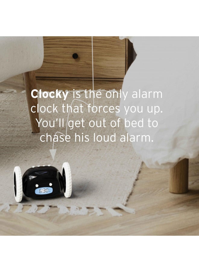 CLOCKY CLOCKY Extra Super Loud Alarm Clock for Heavy Sleepers Adults Kids Teens Bedroom, Move Jump Roll Run Away Easy to Set Smart Digital Alarm Clock on Wheels -Funny Gag Gift (Black)  - Image 2