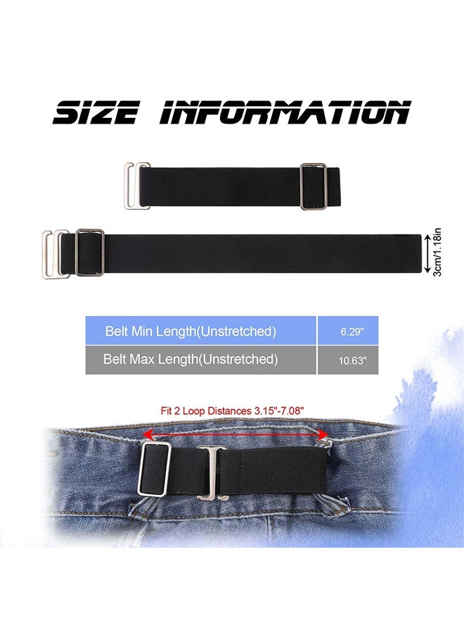 2 Pcs Newly Upgraded No Buckle Elastic Side Belts, 3.0cm Wide Stretch Invisible Waist Belts for Pants, Universal for Men & Women Daily Wear - Image 2