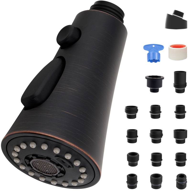 iFealClear Kitchen Faucet Head Replacement 3 Modes Pull Down Faucet Spray Head Replacement Compatible with Moen Delta Kitchen Sink Faucet 15 Adapters Available Oil Rubbed Bronze