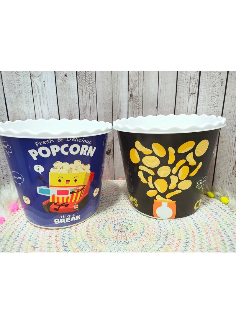 Dunya Plastik - Dunia Popcorn Bucket - 2200 ML Capacity - Yellow Design - BPA-Free | Lead-Free - Image 1