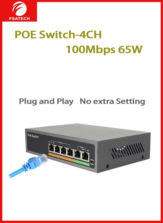 FSATECH 4CH POE switch, 10/100Mbps, 65W - Image 4