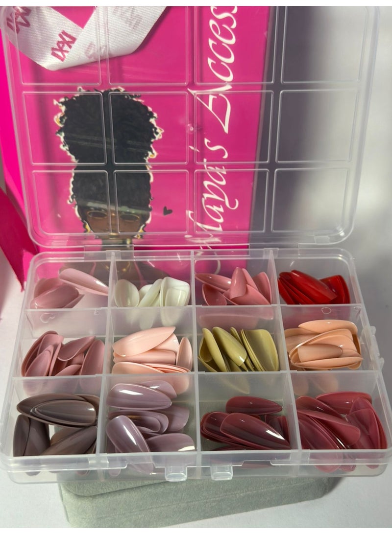 144 pcs Round Short Colorful False nails 12 Solid Colors Fake Nail Full Cover with box - Image 1