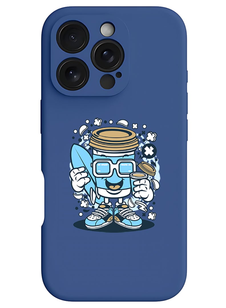Theodor iPhone 16 Pro Max Blue Protective Slim Fit Case Liquid Silicone Cover with Full Body Protection Anti-Scratch Shockproof Case For iPhone - Coffee can - Image 1