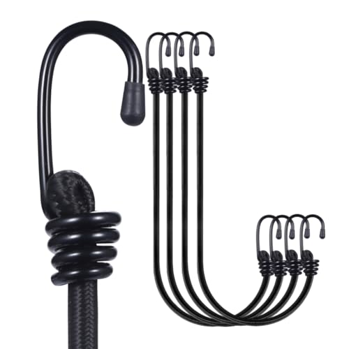 Yuxh Bungee Cords Heavy Duty Outdoor 2ft Bungee Straps with Hooks Black Bunji Cord 24inch4Pcs - Image 1