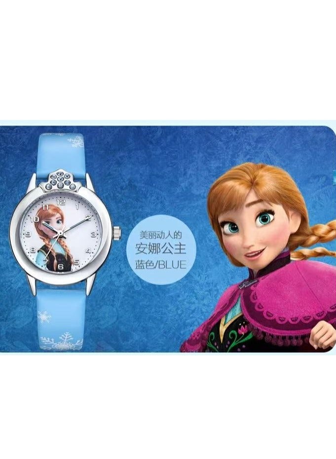 Chirstmas Gift Frozen Elsa and Anna Watch for Children Girls-Blue - Image 2
