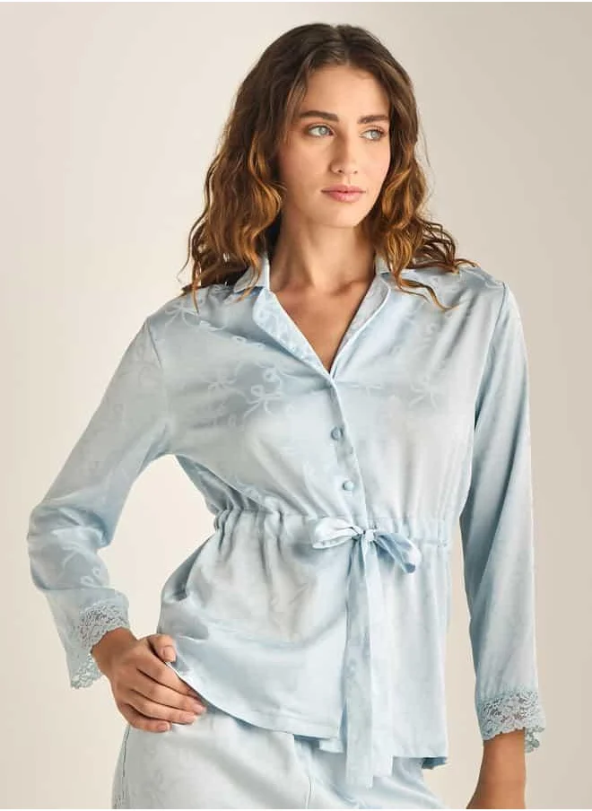 فاف Tie-Up Detail Long Sleeves Shirt and Pyjama Set